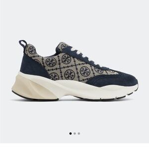 Tory Burch Navy and Beige Logo-Print Men's Runner